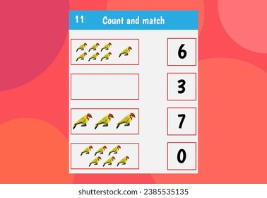Basic math addition for kids. An educational worksheet for kids.  number counts.Vector design Free Vector.