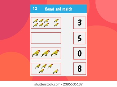 Basic math addition for kids. An educational worksheet for kids.  number counts.Vector design Free Vector.