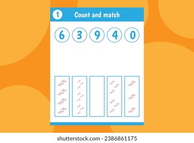 Basic math addition for kids. An educational worksheet for kids.  number counts.Vector design Free Vector.