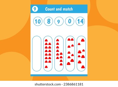 Basic math addition for kids. An educational worksheet for kids.  number counts.Vector design Free Vector.