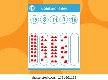 Basic math addition for kids. An educational worksheet for kids.  number counts.Vector design Free Vector.