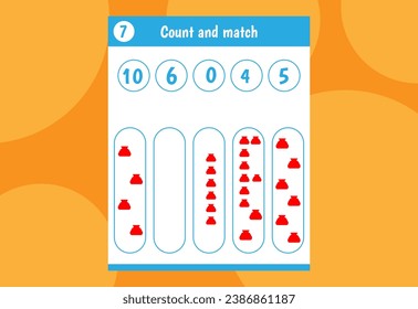Basic math addition for kids. An educational worksheet for kids.  number counts.Vector design Free Vector.