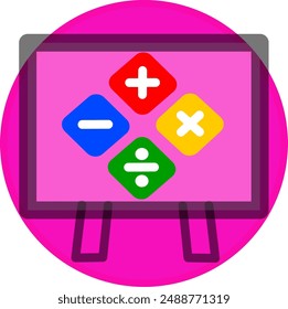 Basic mathematical operations symbols. Plus, minus, multiply and divide symbols. Mathematic or math education. Replaceable vector design.