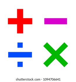 Basic mathematical sign, math flat signs icon - stock vector