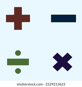 Basic mathematical sign, math flat signs icon - stock vector