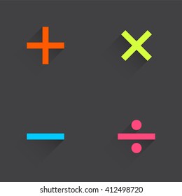 Basic Mathematical symbols on black background