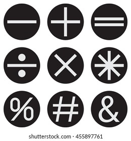 Basic Mathematical symbols on black background. Vector illustration EPS 10.