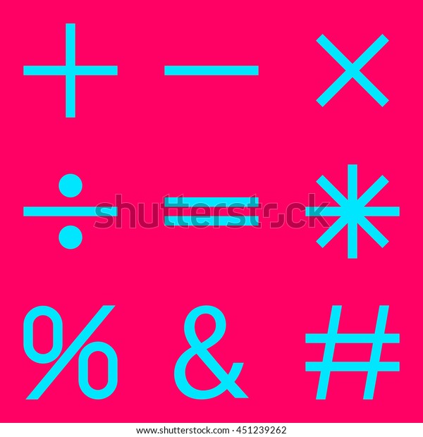 Basic Mathematical symbols on pink background. Vector\
illustration EPS 10.