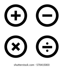Basic Mathematical symbols on white background