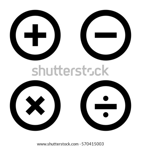 Basic Mathematical symbols on white background
