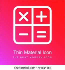Basic mathematical symbols red and pink gradient material white icon minimal design