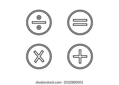basic mathematical symbols thin line icon. math, calculation linear icons from signs concept isolated outline sign. Vector illustration symbol element for web design and apps.