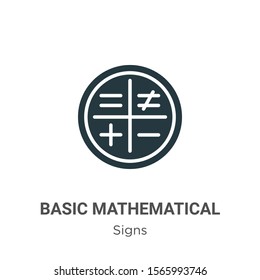 Basic mathematical symbols vector icon on white background. Flat vector basic mathematical symbols icon symbol sign from modern signs collection for mobile concept and web apps design.