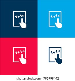 Basic mathematics four color material and minimal icon logo set in red and blue