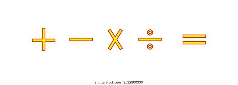 Sinais Básicos de Matemática. Ícone de Cor do Vetor Simples.