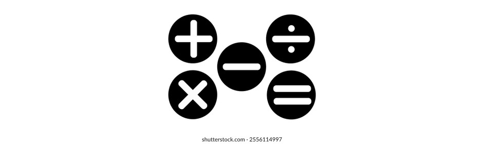 basic mathematics symbols collection plus minus equal divide multiply icon set