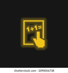 Basic Mathematics yellow glowing neon icon