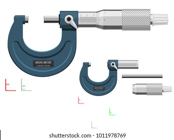 Basic micrometer on transparent background. There are 3 components which are perfect assembly for your own composition.
