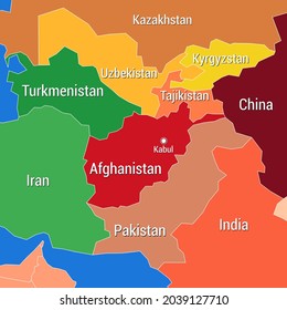 Basic Middle East Map Afghanistan Focus Stock Vector (Royalty Free