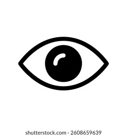 Basic minimalist black and white icon representing an eye or vision