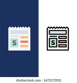 Basic, Money, Document, Bank  Icons. Flat and Line Filled Icon Set Vector Blue Background