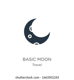 Basic moon icon vector. Trendy flat basic moon icon from travel collection isolated on white background. Vector illustration can be used for web and mobile graphic design, logo, eps10