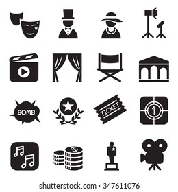 Basic Movies icons set Vector illustration