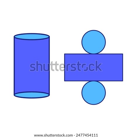 Basic nets of tube or cylinder for mathematics purposes. Geometry. Algebra. Mathematics. Lessons. School. Study. 