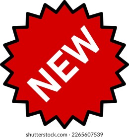 Nuevo producto básico o nuevo icono de símbolo de marca adhesivo o etiqueta adhesiva. Imagen vectorial.