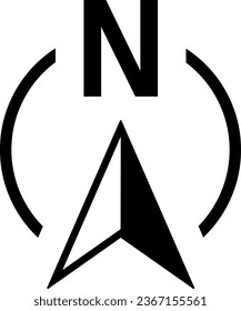 Basic North Arrow Mark Sign Symbol Icon for Map Orientation. Vector Image.