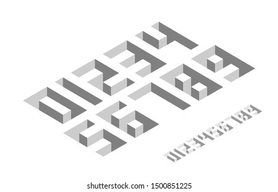 Basic numbers in isometric style with the effect of depth. Minimalistic flat design.