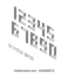 Basic numbers in isometric style with the effect of depth. Minimalistic flat design.