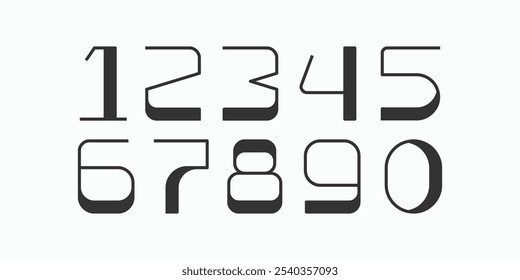 Basic numbers vector simple geometry shapes' numerals. font alphabet vector illustrations.