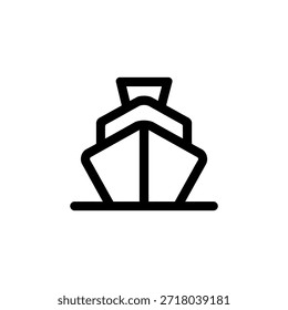 A basic outline of a boat or ship, presented as a simple black and white icon.