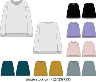 Сasual basic oversize sweatshirt or long sleeves in trendy fashion colors sketch vector