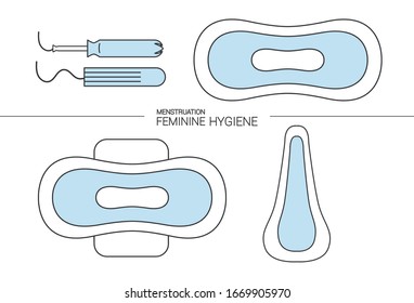 Pads básicos e iconos de tampon. Icono de higiene menstrual para mujeres.