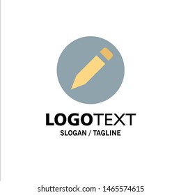 Basic Pencil. Text Business Logo Template. Flat Color. Vector Icon Template background