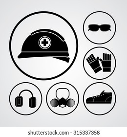 basic personal protective equipment in black icon