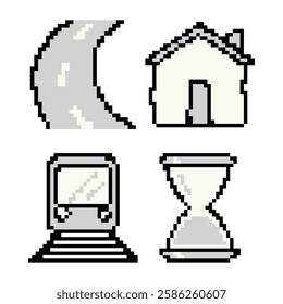 Basic Pixel Icons Halftone Lifestyle