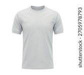 Basic plain white retro round neck t-shirt mockup, front view on white studio background