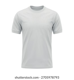 Basic plain white retro round neck t-shirt mockup, front view on white studio background
