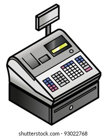 A basic point of sale cash register with cash drawer.