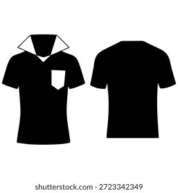 Polo Básico con cuello en contraste y detalle de bolsillo en el pecho Ilustración vectorial de silueta para uniforme escolar Marca corporativa y ropa casual