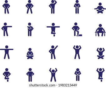 Basic posture icon set vector design 