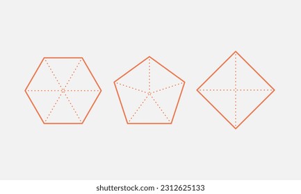 Juego de iconos básicos de la línea de radar. Diagrama para el análisis. Pentágono, hexágono, estructura infográfica cuadrada. Ilustración del vector