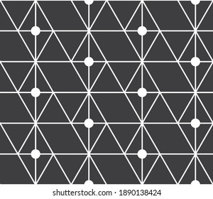 Basic repeating line pattern in white 3d cube effect with dots on a gray background, geometric vector illustration