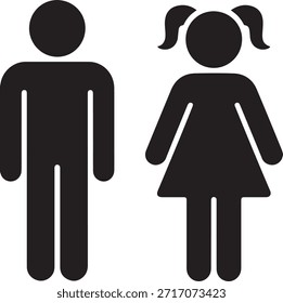 Uma representação básica de um homem e uma mulher, frequentemente usada para sinalização de banheiro ou instalação.