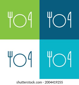 Basic Restaurant Sign Flat four color minimal icon set
