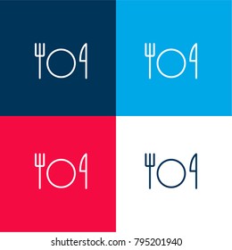 Basic restaurant sign four color material and minimal icon logo set in red and blue