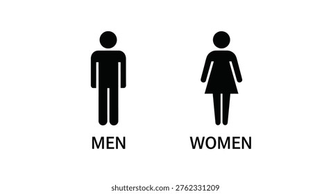 Basic restroom signage featuring stark, black silhouettes to distinguish male and female facilities.